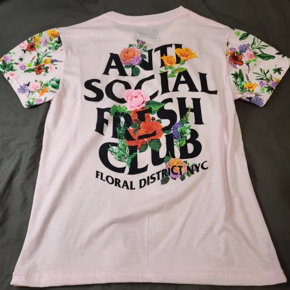 Anti Social Social Club Pink Tee (flower) - Picture 7 of 8